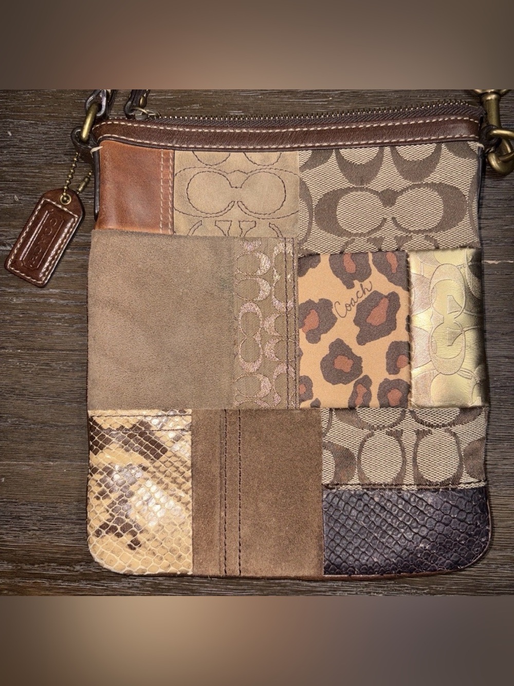 Coach Y2K Vintage Patchwork brown and tan leather and suede crossbody bag - Picture 2 of 8